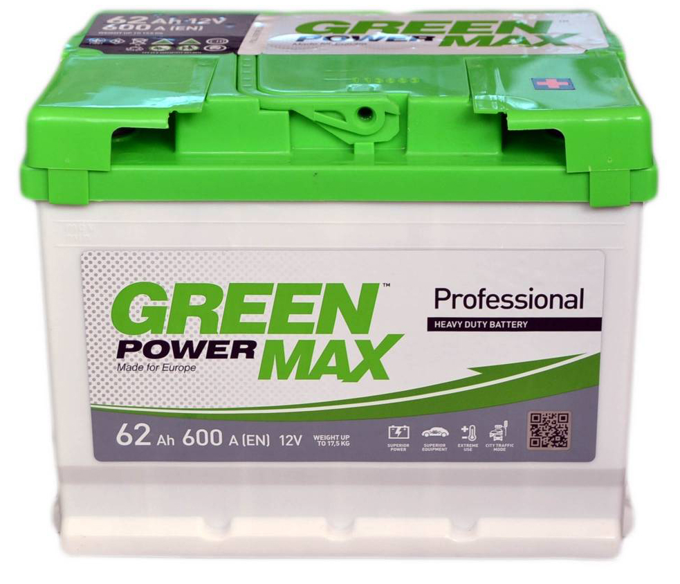 Аккумулятор автомобильный GREEN POWER MAX 62Ah 600A (EN) GREEN POWER 000022373