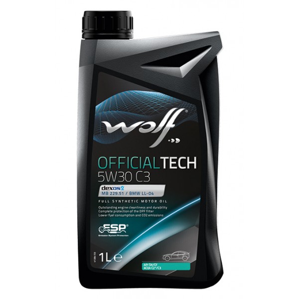Синтетическое моторное масло WOLF OFFICIALTECH 5W-30 C3, 1л WOLF 8308017