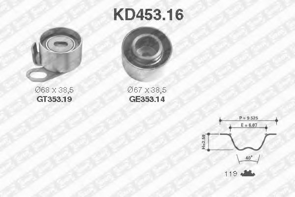 Комплект ремня ГРМ SNR KD45316