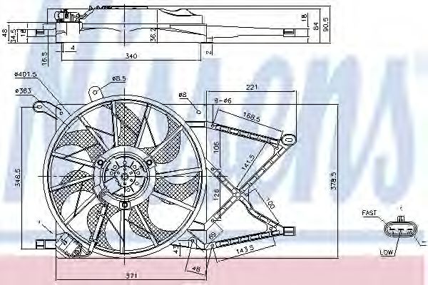 Вентилятор радиатора системы охлаждения двигателя Nissens 85154
