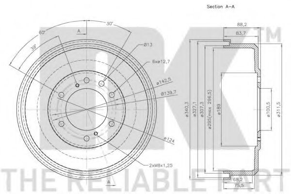 Тормозной барабан NK 262204