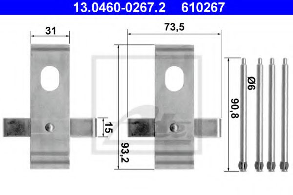 Комплектующие дискового тормоза ATE 13046002672