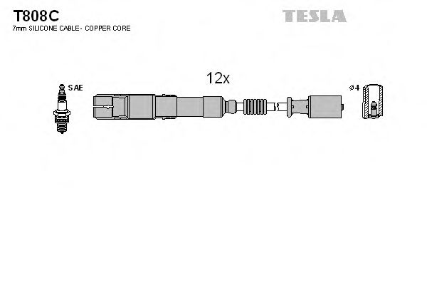 Комплект проводов зажигания Tesla Blatna T808C