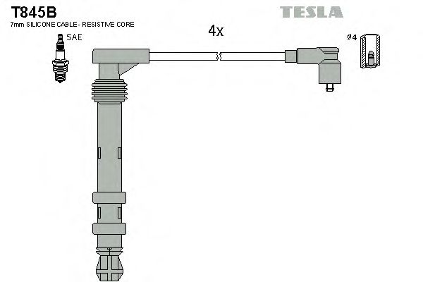Комплект проводов зажигания Tesla Blatna T845B