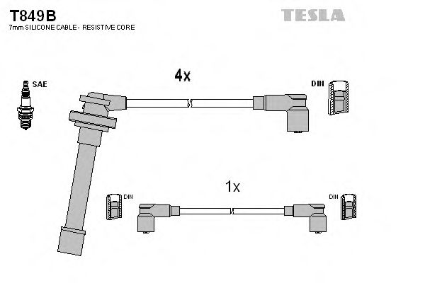 Комплект проводов зажигания Tesla Blatna T849B