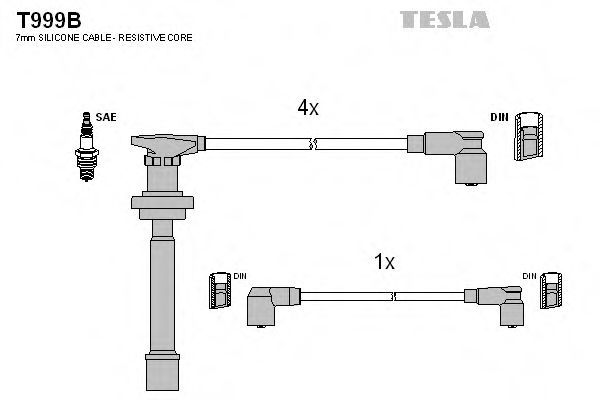 Комплект проводов зажигания Tesla Blatna T999B
