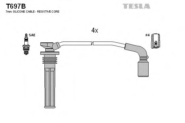 Комплект проводов зажигания Tesla Blatna T697B