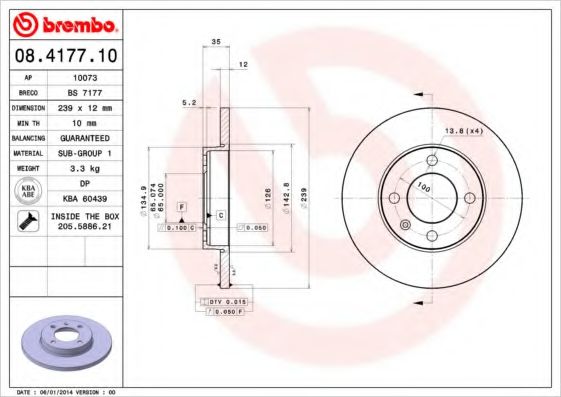 Тормозной диск Brembo 08417710