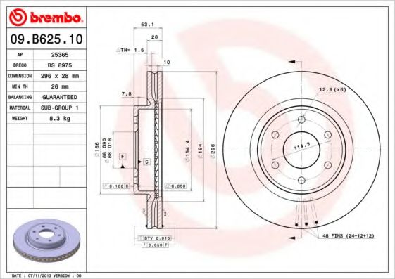 Тормозной диск Brembo 09B62510