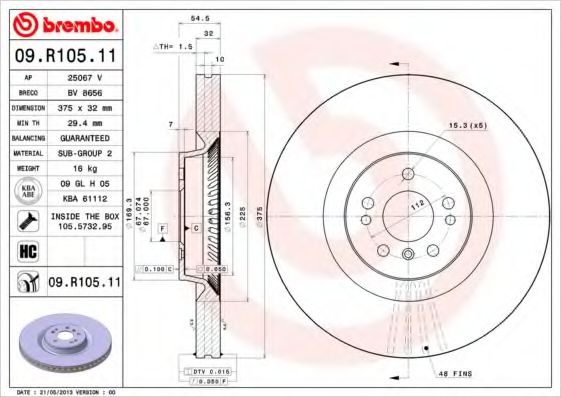 Тормозной диск Brembo 09R10511