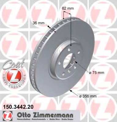 Тормозной диск ZIMMERMANN 150344220