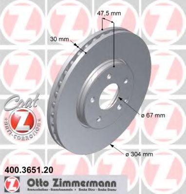 Тормозной диск ZIMMERMANN 400365120