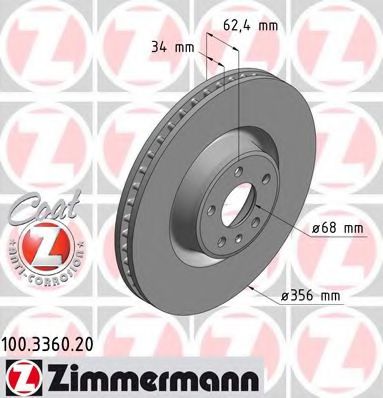 Тормозной диск ZIMMERMANN 100336020