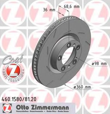 Тормозной диск ZIMMERMANN 460158020