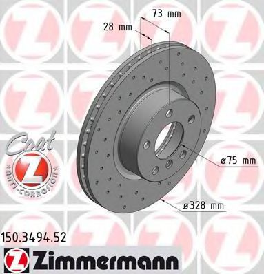 Тормозной диск ZIMMERMANN 150349452