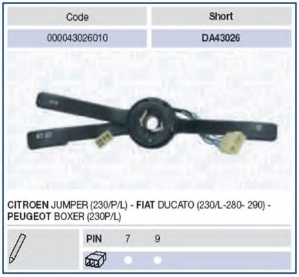 Выключатель на колонке рулевого управления Magneti Marelli 000043026010