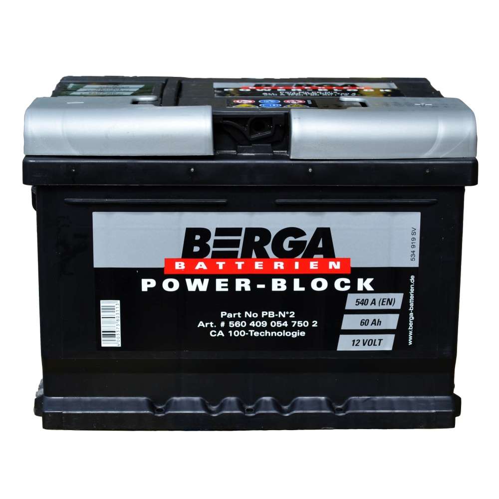 Аккумулятор автомобильный BERGA Power Block 60Ah 540A (EN) BERGA 560409054