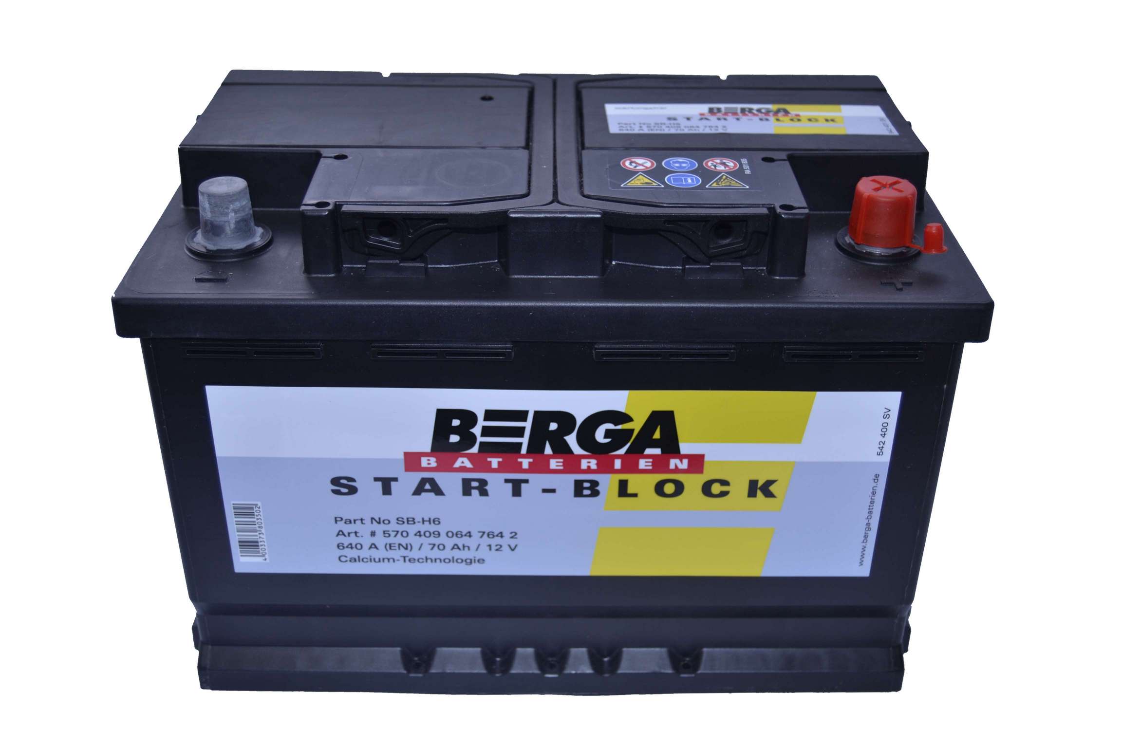 Аккумулятор автомобильный BERGA Start Block 70Ah 640A (EN) BERGA 570409064