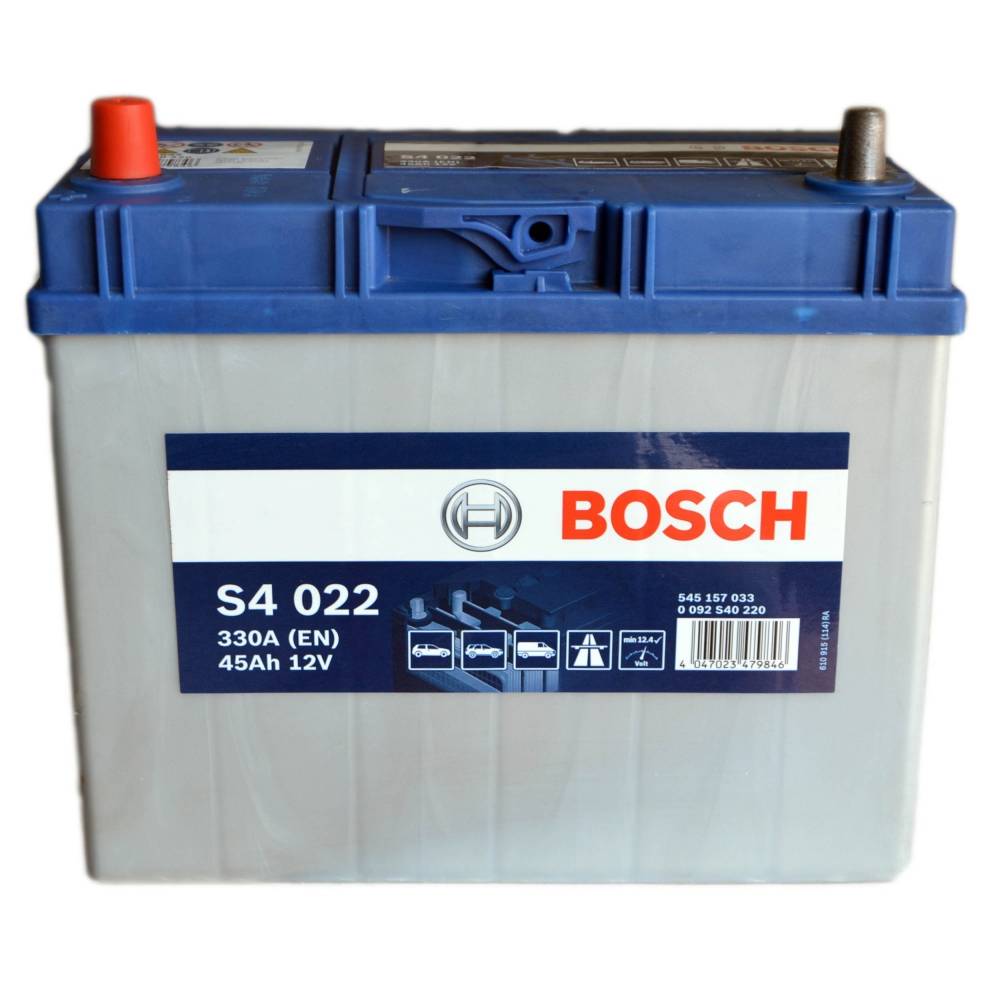 Аккумулятор автомобильный BOSCH S4022 45Ah 330A (EN) BOSCH 0092S40220