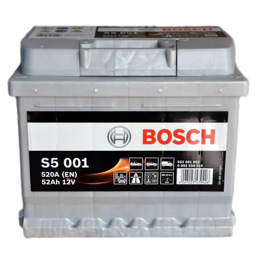 Аккумулятор автомобильный BOSCH S5001 52Ah 520A (EN) BOSCH 0092S50010