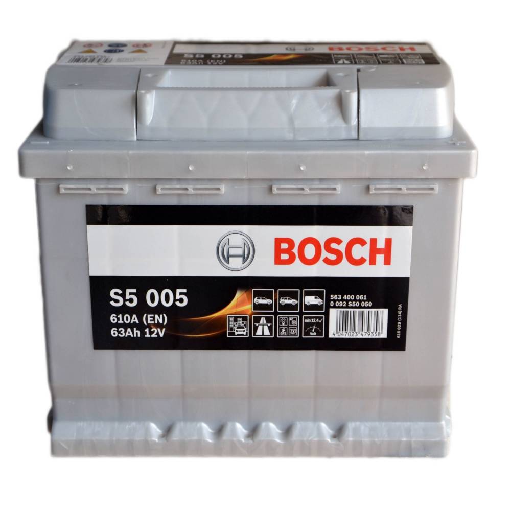 Аккумулятор автомобильный BOSCH S5005 63Ah 610A (EN) BOSCH 0092S50050
