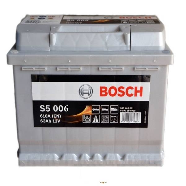 Аккумулятор автомобильный BOSCH S5006 63Ah 610A (EN) BOSCH 0092S50060