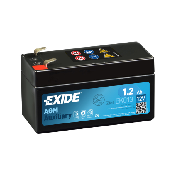 Аккумулятор тяговый EXIDE AUXILIARY AGM 6СТ-1,2Ah Аз 18А (CCA) EK013 EXIDE EK013