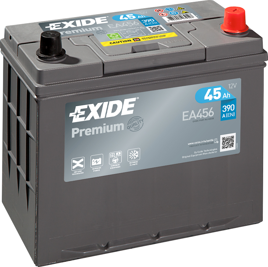 Аккумулятор EXIDE автомобильный PREMIUM 45Ah 390A (EN) Кислотный EXIDE EA456