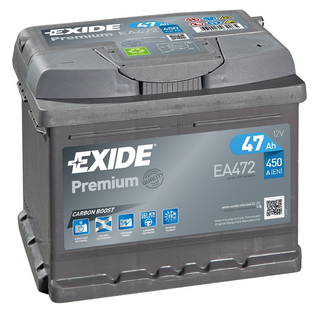 Аккумулятор EXIDE автомобильный PREMIUM 47Ah 450A (EN) Кислотный EXIDE EA472