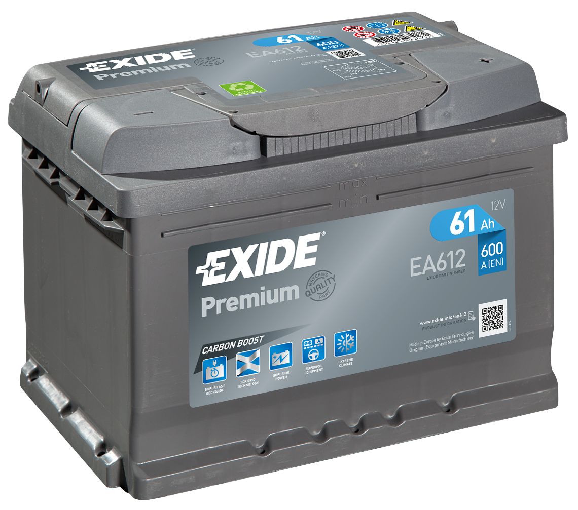 Аккумулятор EXIDE автомобильный PREMIUM 61Ah 600A (EN) Кислотный EXIDE EA612