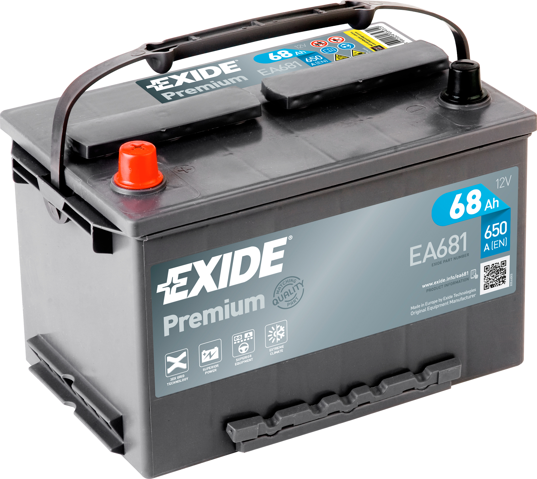 Аккумулятор EXIDE автомобильный PREMIUM 68Ah 650A (EN) Кислотный EXIDE EA681