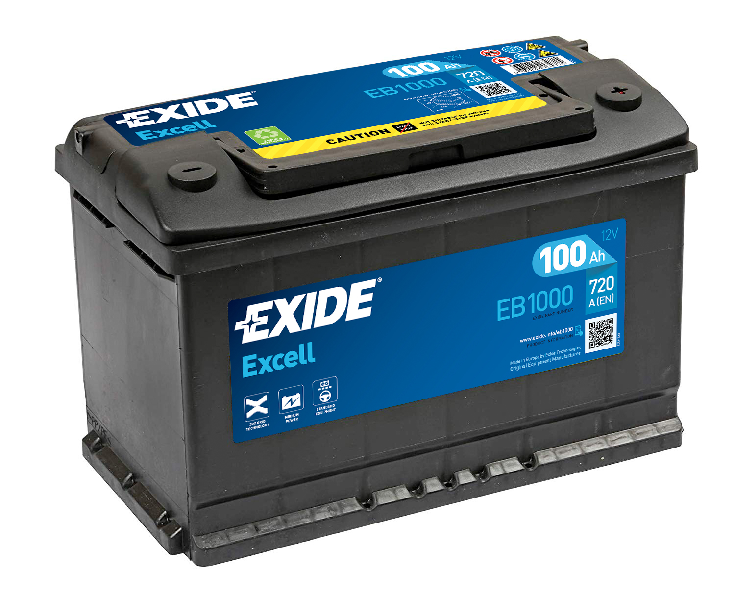 Аккумулятор EXIDE грузовой EXCELL 100Ah 720A (EN) Кислотный EXIDE EB1000