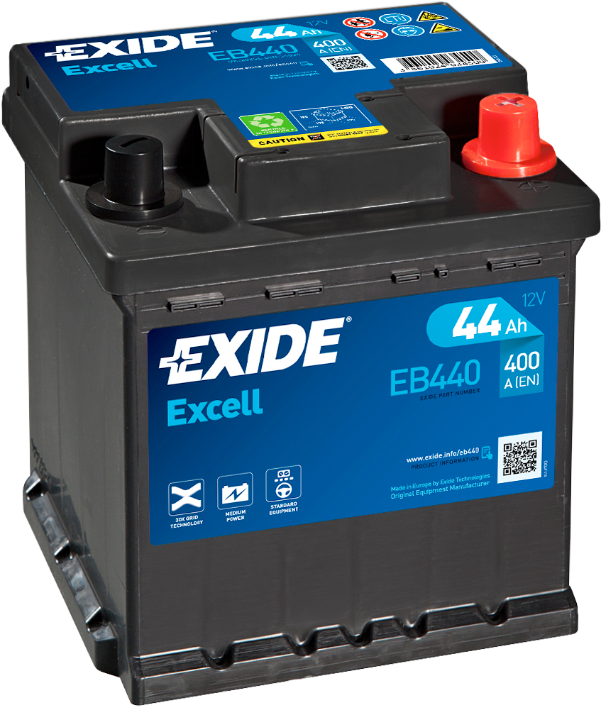 Аккумулятор EXIDE автомобильный EXCELL 44Ah 400A (EN) Кислотный EXIDE EB440