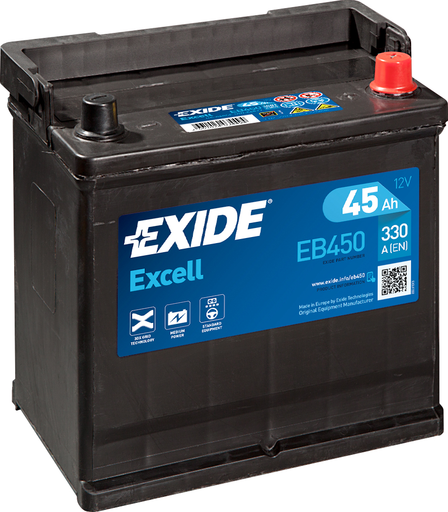 Аккумулятор EXIDE автомобильный EXCELL 45Ah 330A (EN) Кислотный EXIDE EB450
