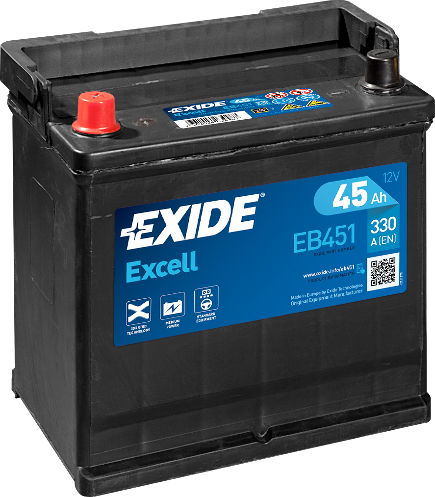 Аккумулятор EXIDE автомобильный EXCELL 45Ah 330A (EN) Кислотный EXIDE EB451