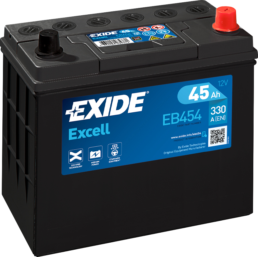 Аккумулятор EXIDE автомобильный EXCELL 45Ah 330A (EN) Кислотный EXIDE EB454