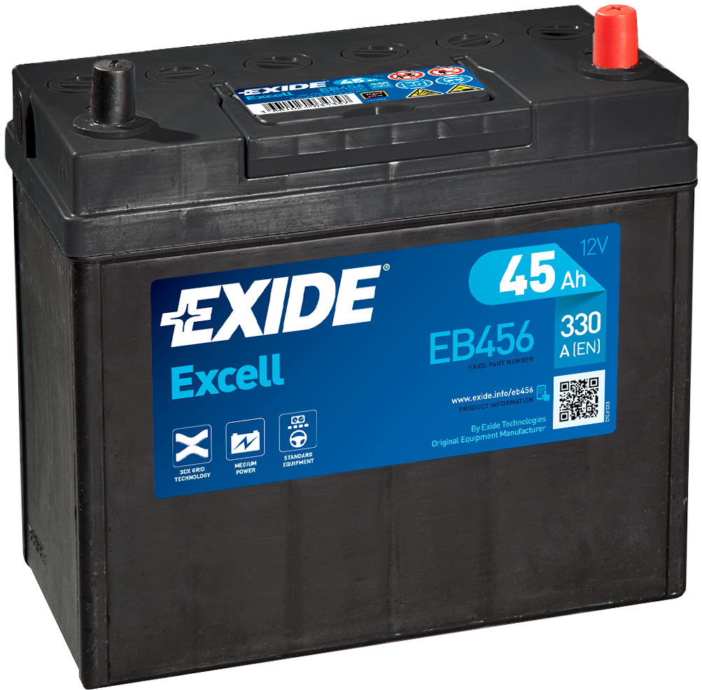 Аккумулятор EXIDE автомобильный EXCELL 45Ah 330A (EN) Кислотный EXIDE EB456