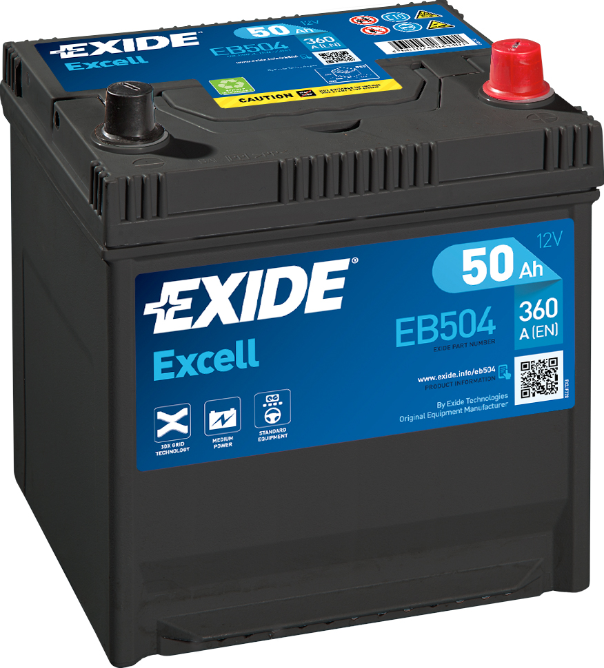 Аккумулятор EXIDE автомобильный EXCELL 50Ah 360A (EN) Кислотный EXIDE EB504