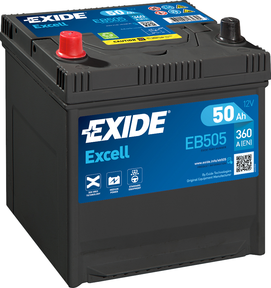 Аккумулятор EXIDE автомобильный EXCELL 50Ah 360A (EN) Кислотный EXIDE EB505
