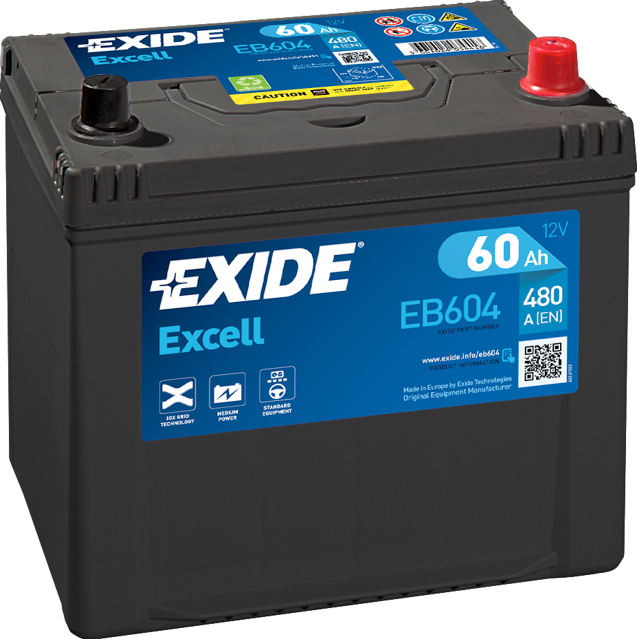 Аккумулятор EXIDE автомобильный EXCELL 60Ah 480A (EN) Кислотный EXIDE EB604