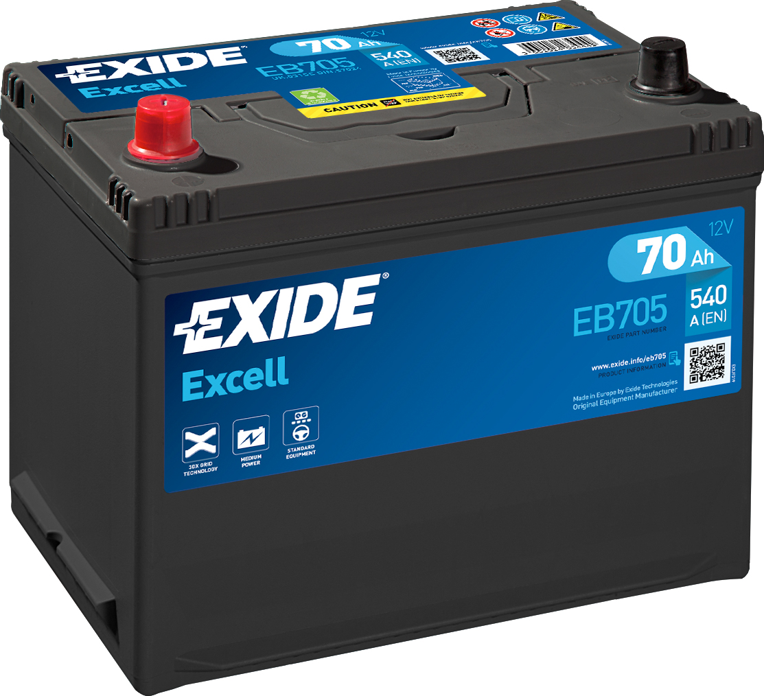 Аккумулятор EXIDE автомобильный EXCELL 70Ah 540A (EN) Кислотный EXIDE EB705