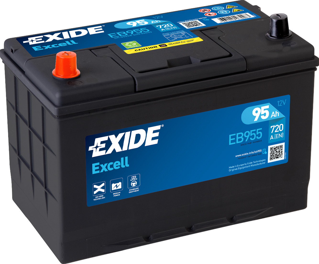 Аккумулятор EXIDE автомобильный EXCELL 95Ah 720A (EN) Кислотный EXIDE EB955