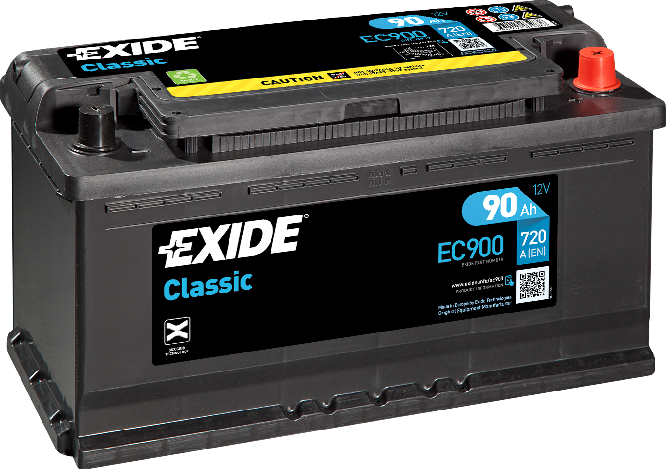 Аккумулятор EXIDE автомобильный CLASSIC 90Ah 720A (EN) Кислотный EXIDE EC900