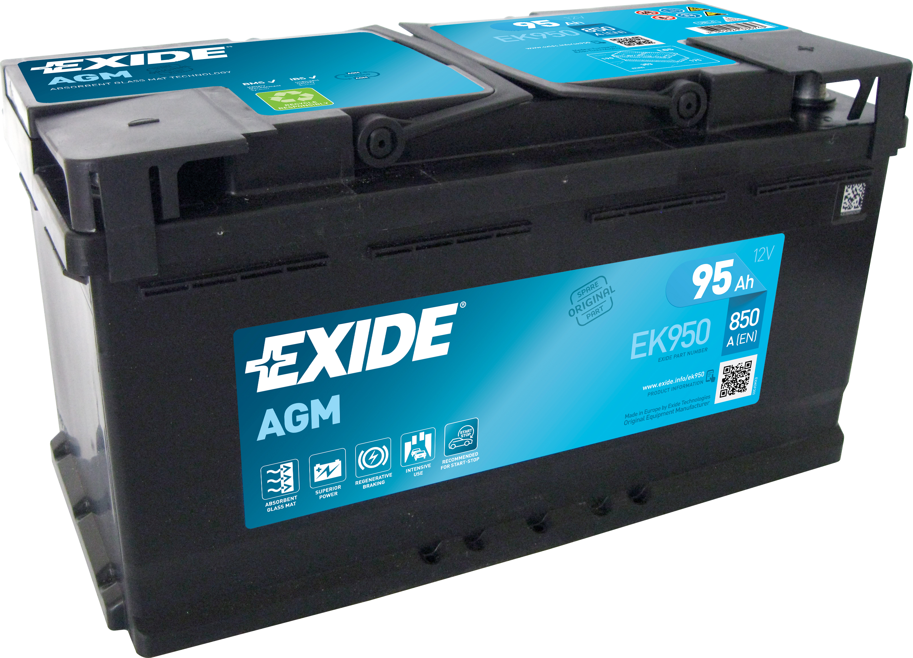 Аккумулятор автомобильный EXIDE AGM 95Ah 850A (EN) AGM EXIDE EK950