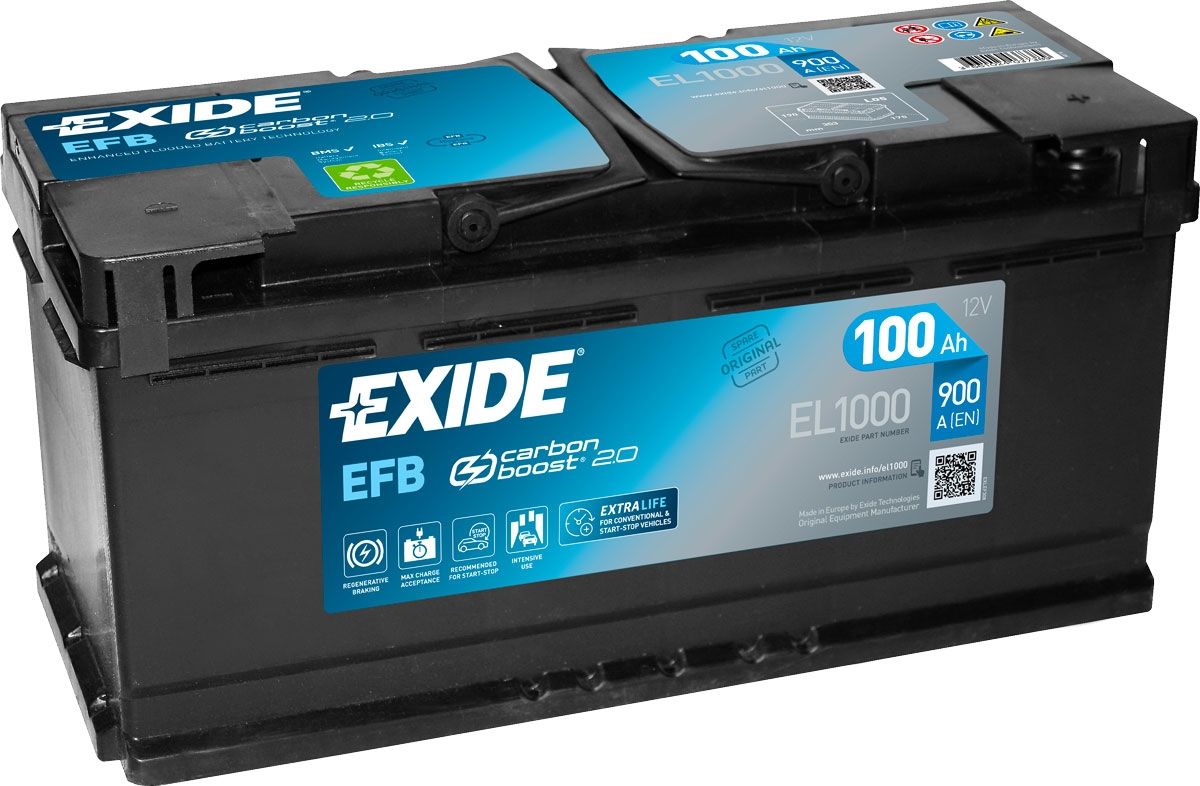 Аккумулятор EXIDE автомобильный EFB 100Ah 900A (EN) EFB EXIDE EL1000