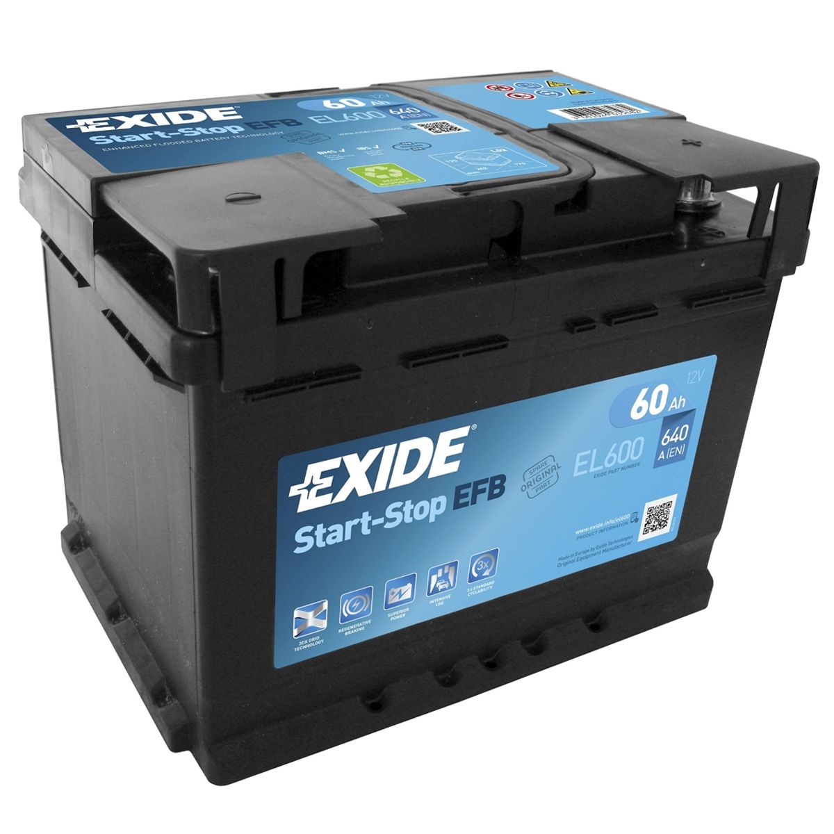 Аккумулятор EXIDE автомобильный EFB 60Ah 640A (EN) EFB EXIDE EL600
