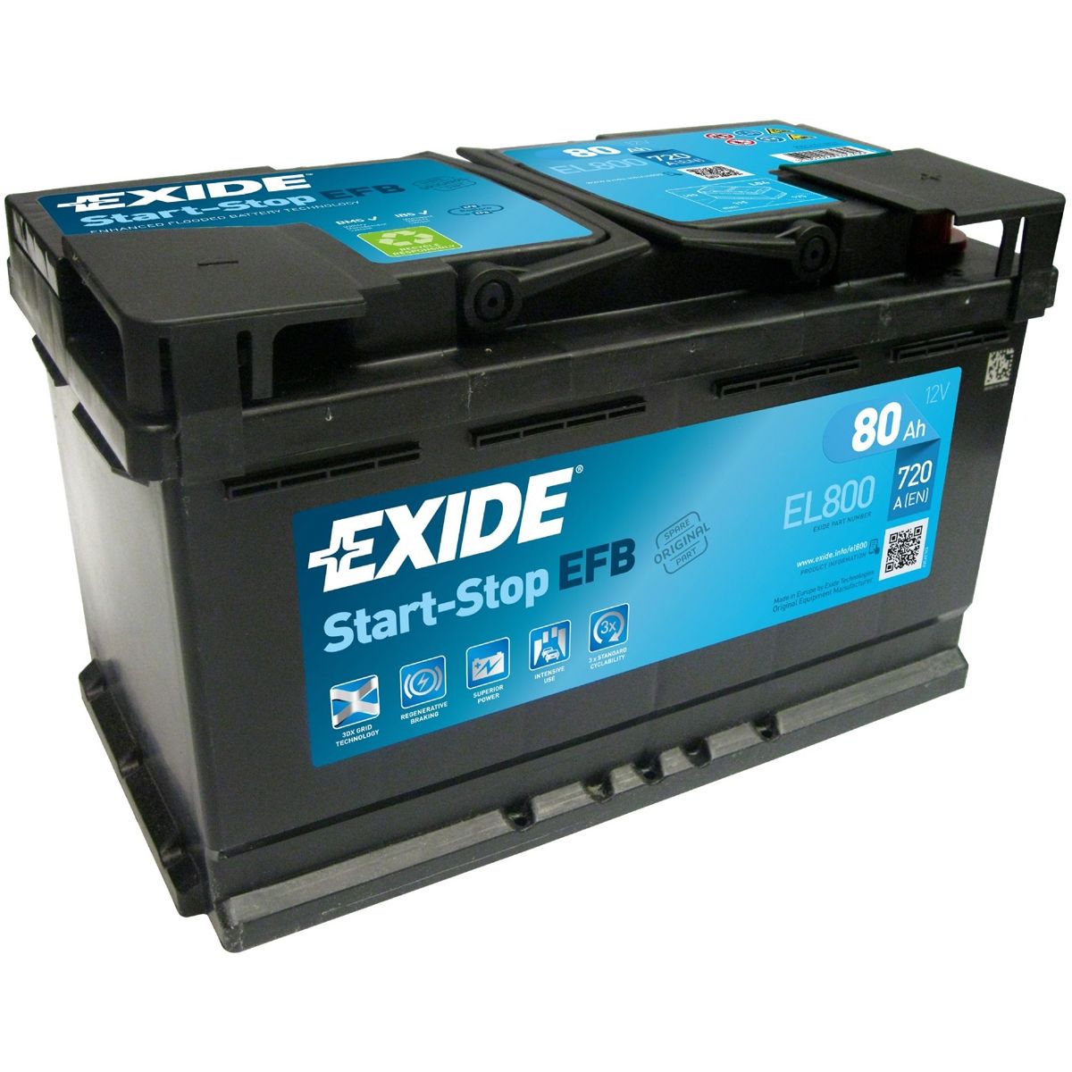 Аккумулятор EXIDE автомобильный EFB 80Ah 720A (EN) EFB EXIDE EL800