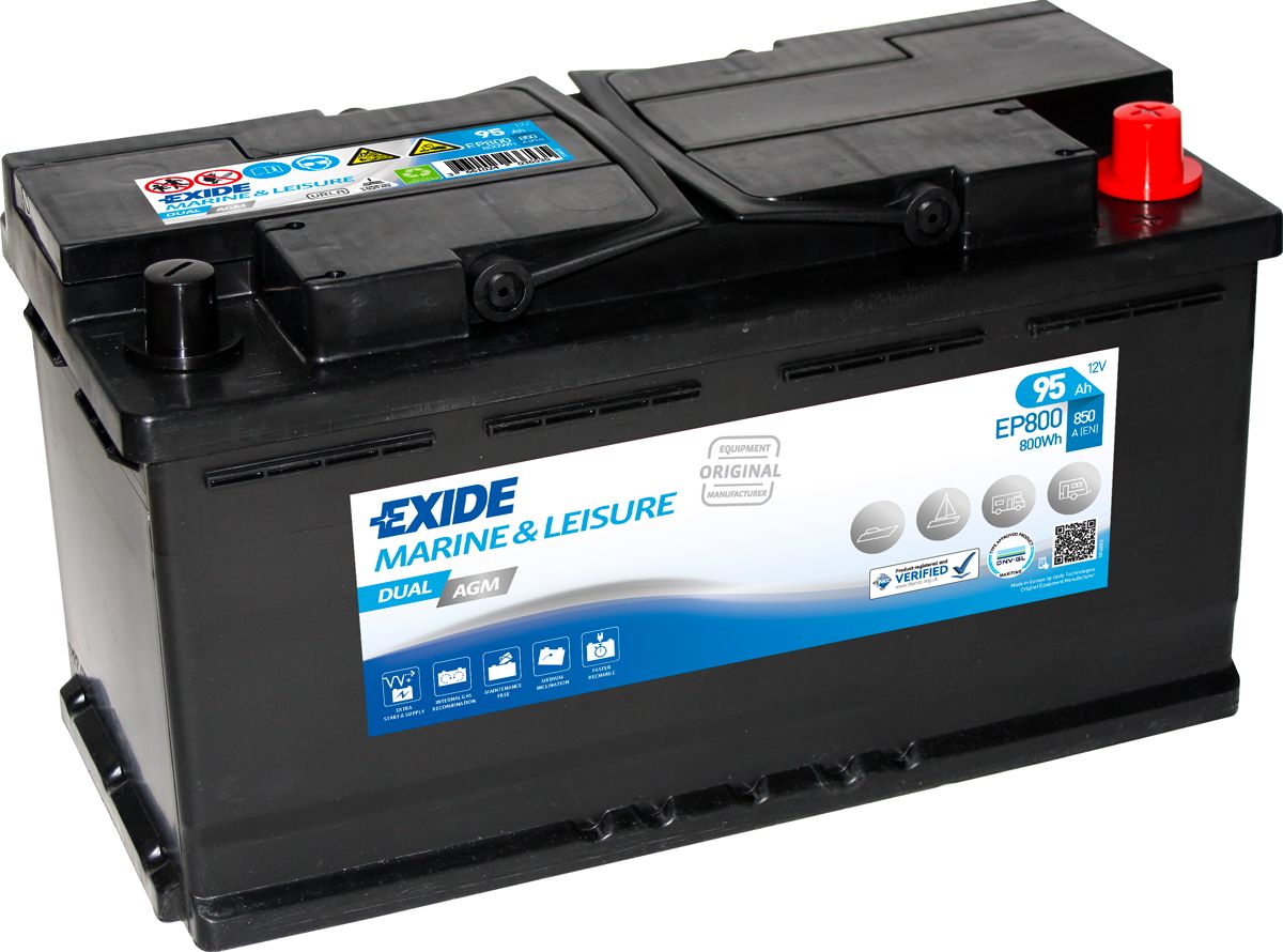 Аккумулятор автомобильный EXIDE Marine&Multifit Exide AGM Dual 95Ah 850A (EN) AGM EXIDE EP800