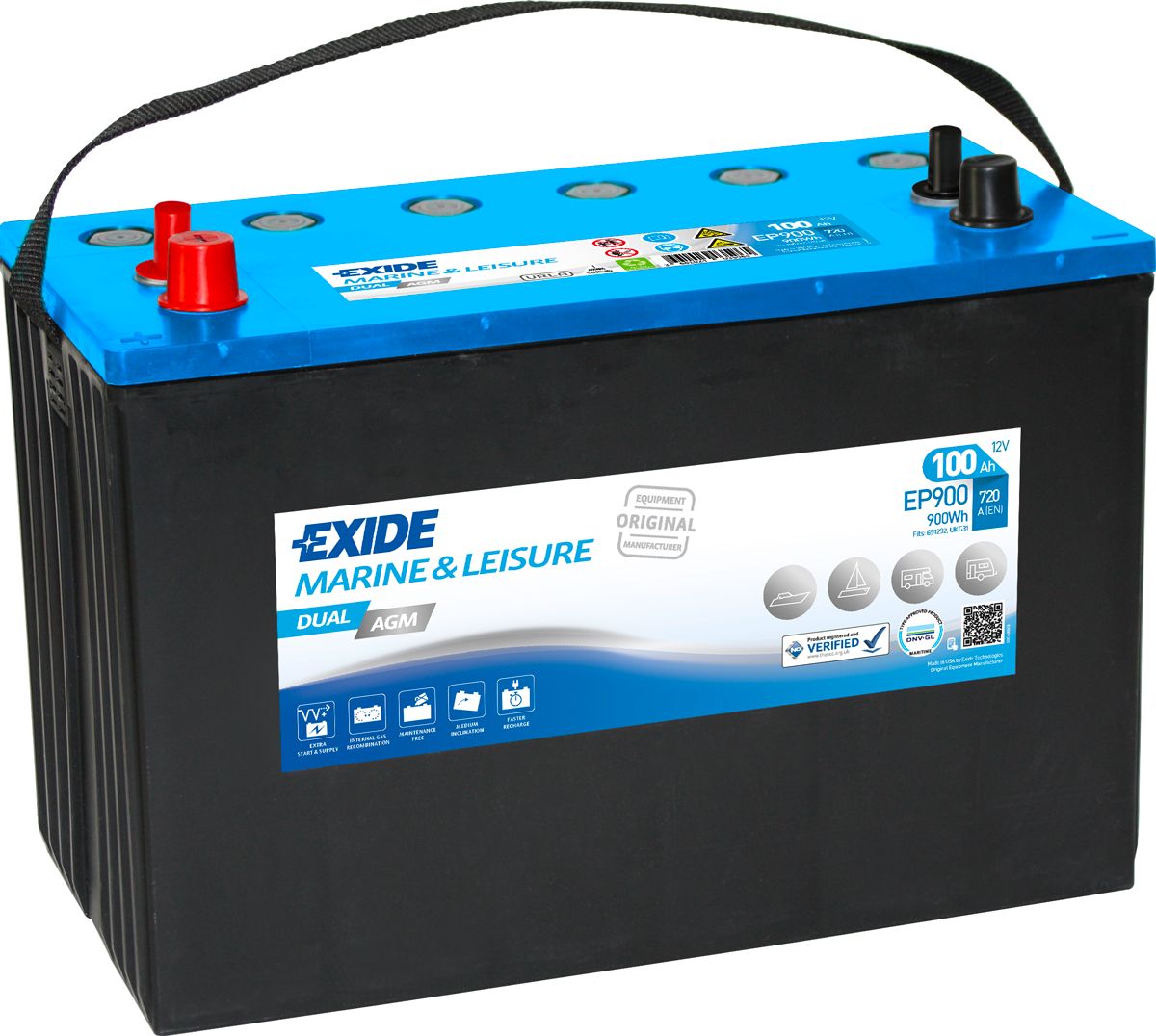 Аккумулятор EXIDE автомобильный Marine&Multifit Exide AGM Dual 100Ah 720A (EN) AGM EXIDE EP900