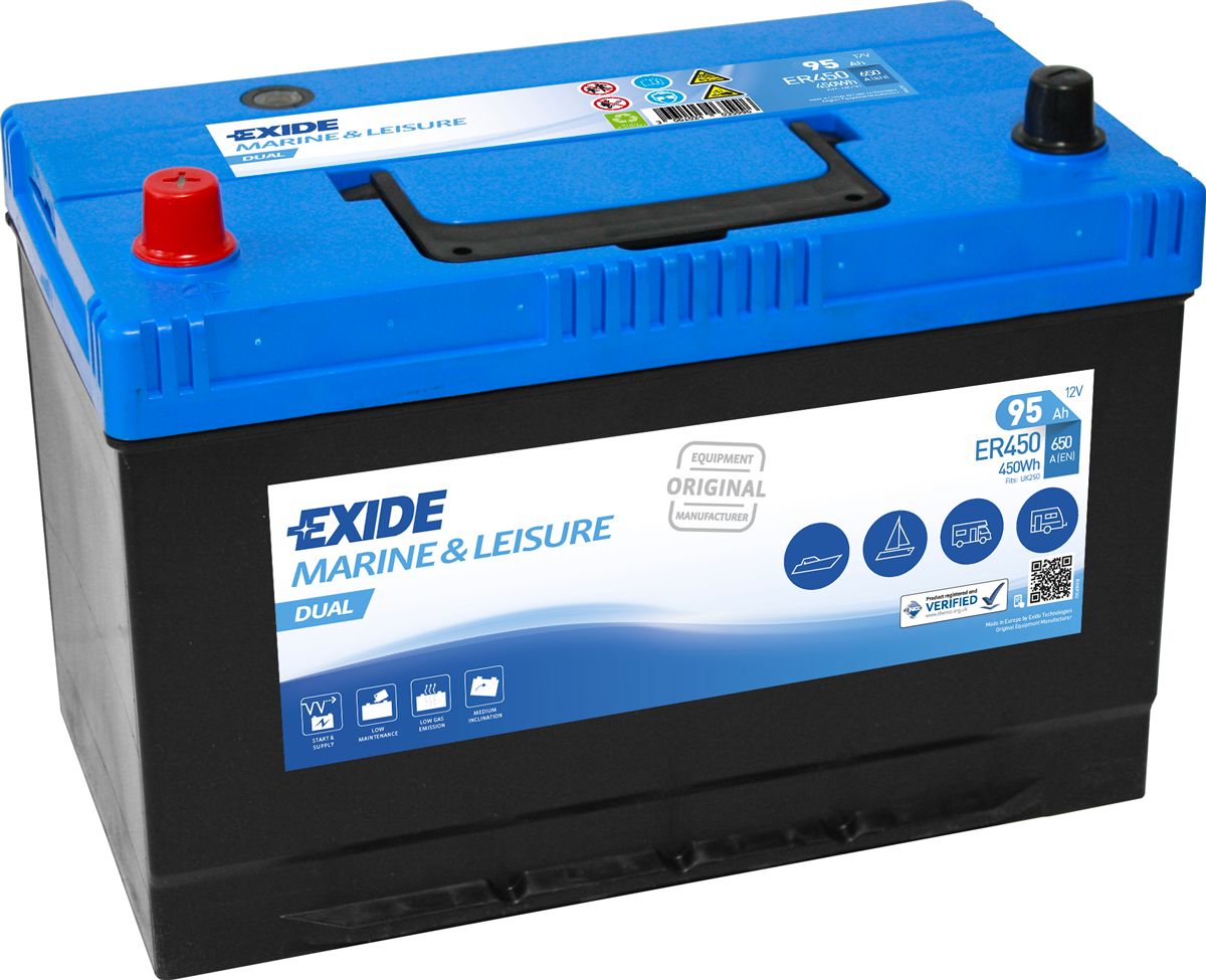 Аккумулятор EXIDE автомобильный Marine&Multifit Exide AGM Dual 95Ah 650A (EN) Кислотный EXIDE ER450